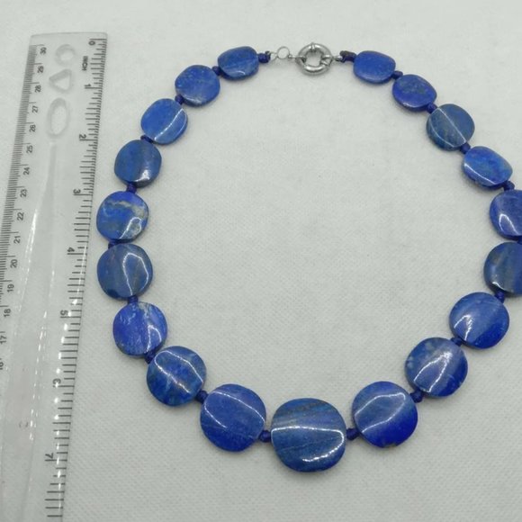 Lapis Lazuli Beaded Stone Necklace Choker, Tribal Stone Necklace, Beaded Necklac - Picture 6 of 7